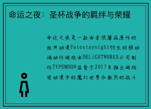 命运之夜：圣杯战争的羁绊与荣耀